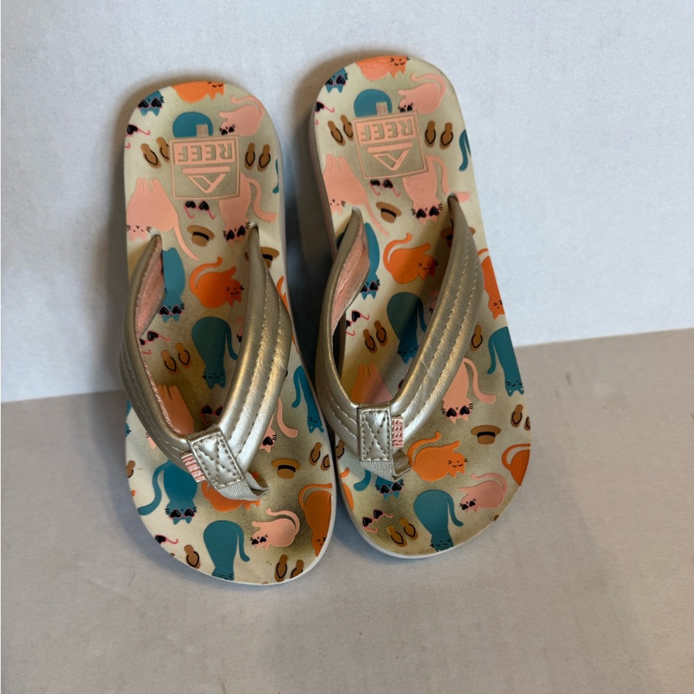 Reef Kids' Animal Print Flip Flops - Gold and Multicolor